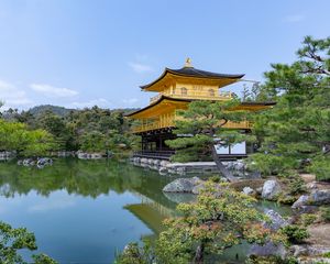 Preview wallpaper pagoda, trees, pond, nature