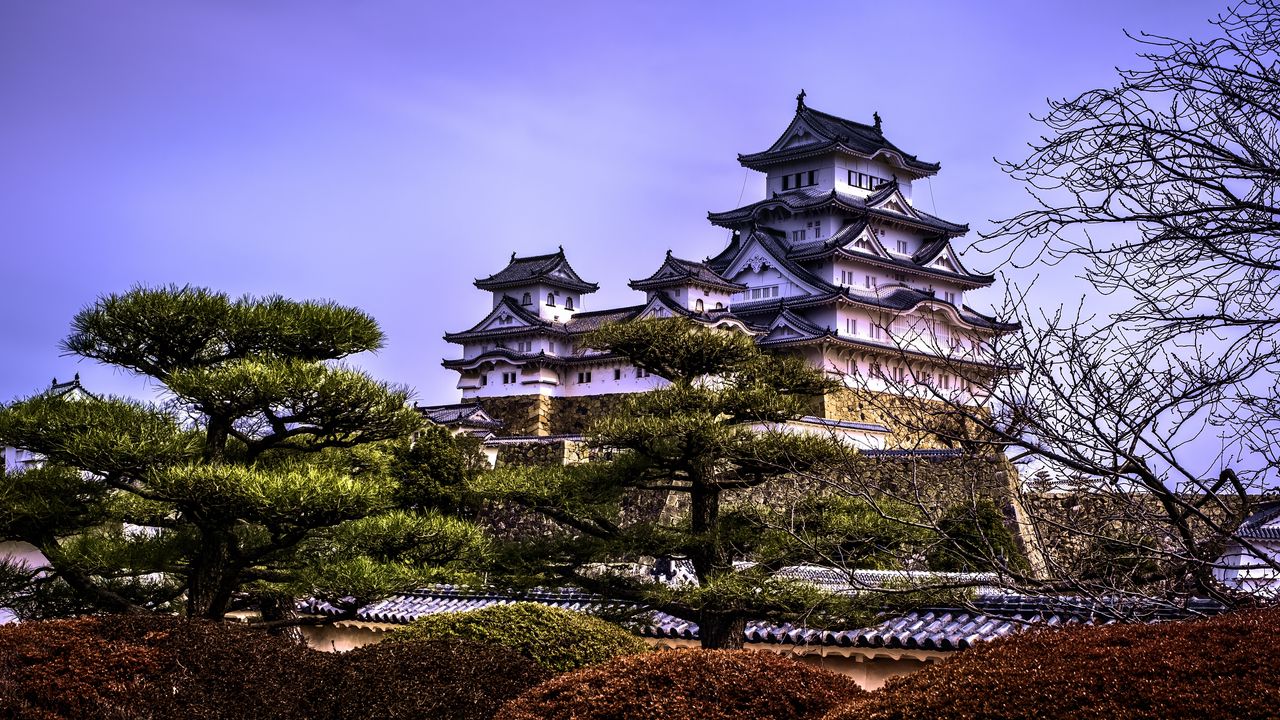 Wallpaper pagodas, architecture, trees, asia