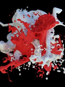 Preview wallpaper paint, clot, splash, splatter, red, white, mixing