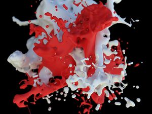 Preview wallpaper paint, clot, splash, splatter, red, white, mixing