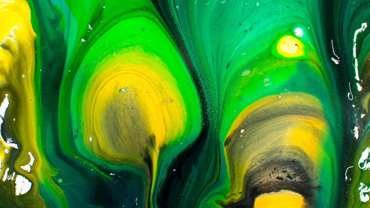 Wallpaper paint, drips, green, yellow