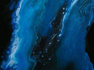 Preview wallpaper paint, fluid art, stains, fifth, blue, black