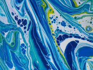 Preview wallpaper paint, fluid art, stains, liquid, blue, white, yellow