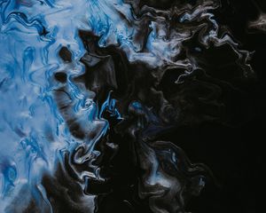 Preview wallpaper paint, fluid art, stains, liquid, blue, black