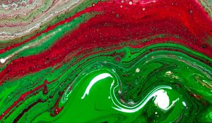 Preview wallpaper paint, fluid art, stains, liquid, green, red