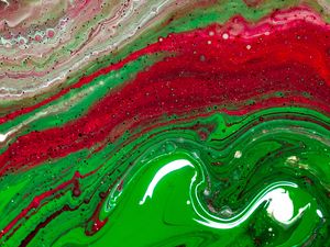 Preview wallpaper paint, fluid art, stains, liquid, green, red