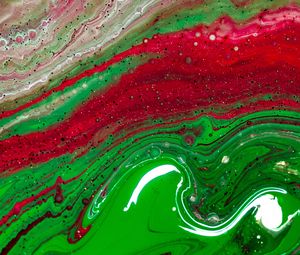 Preview wallpaper paint, fluid art, stains, liquid, green, red