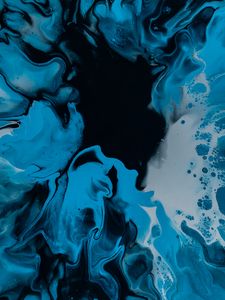 Preview wallpaper paint, fluid art, stains, liquid, blue, black, distortion