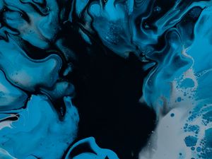 Preview wallpaper paint, fluid art, stains, liquid, blue, black, distortion