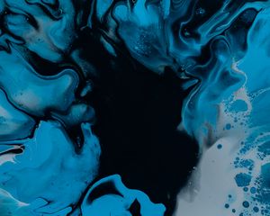 Preview wallpaper paint, fluid art, stains, liquid, blue, black, distortion