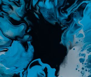 Preview wallpaper paint, fluid art, stains, liquid, blue, black, distortion