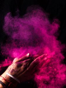 Preview wallpaper paint, holi, hands, colorful