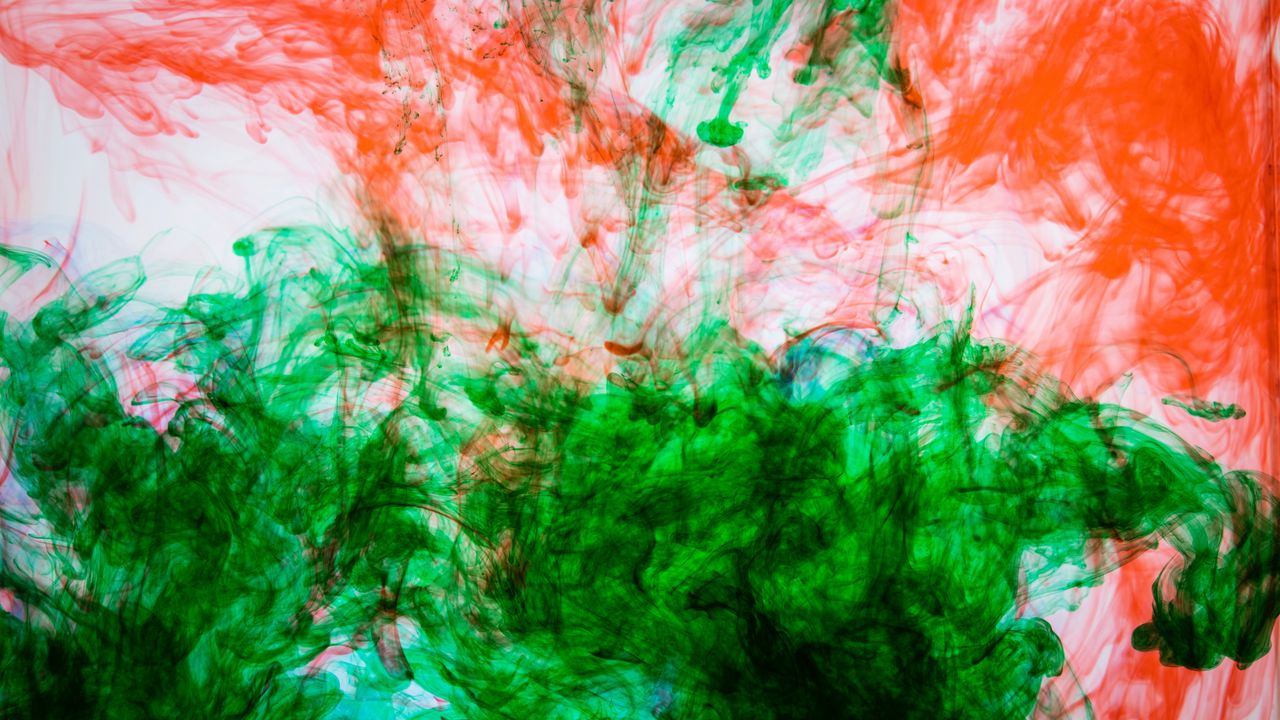 Wallpaper paint, ink, liquid, clots, green, red