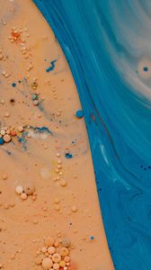 Preview wallpaper paint, liquid, bubbles, macro, yellow, blue