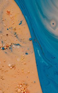 Preview wallpaper paint, liquid, bubbles, macro, yellow, blue