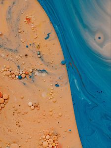 Preview wallpaper paint, liquid, bubbles, macro, yellow, blue