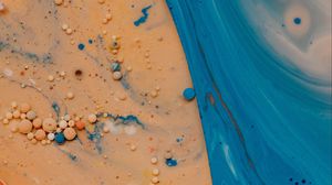 Preview wallpaper paint, liquid, bubbles, macro, yellow, blue