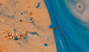 Preview wallpaper paint, liquid, bubbles, macro, yellow, blue