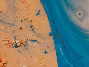 Preview wallpaper paint, liquid, bubbles, macro, yellow, blue