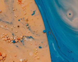 Preview wallpaper paint, liquid, bubbles, macro, yellow, blue