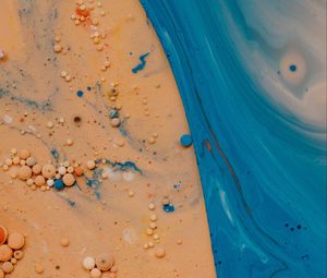Preview wallpaper paint, liquid, bubbles, macro, yellow, blue