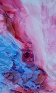 Preview wallpaper paint, liquid, bubbles, abstraction, blue, pink