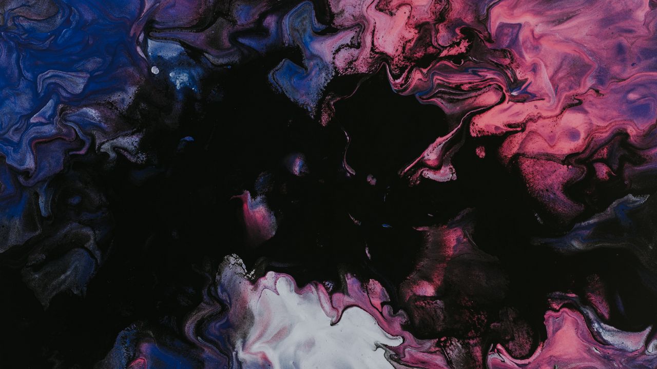 Wallpaper paint, liquid, fluid art, stains, multicolored, black