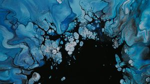 Preview wallpaper paint, liquid, fluid art, stains, blue, spots