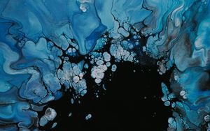 Preview wallpaper paint, liquid, fluid art, stains, blue, spots