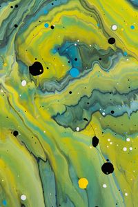 Preview wallpaper paint, liquid, fluid art, stains, drops, yellow