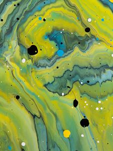 Preview wallpaper paint, liquid, fluid art, stains, drops, yellow