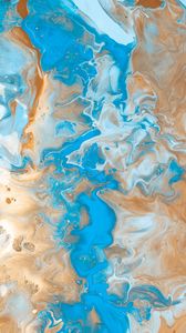 Preview wallpaper paint, liquid, fluid art, stains, blue, brown, distortion