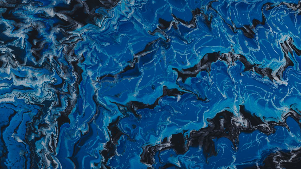 Wallpaper paint, liquid, fluid art, stains, wave, blue