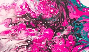 Preview wallpaper paint, liquid, fluid art, stains, waves, pink