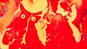 Preview wallpaper paint, liquid, fluid art, stains, red, yellow