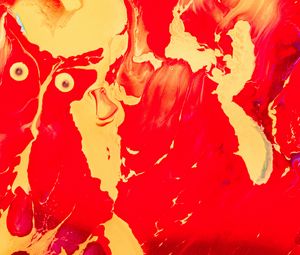 Preview wallpaper paint, liquid, fluid art, stains, red, yellow