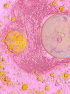 Preview wallpaper paint, liquid, glitter, bubbles, abstraction, pink, yellow
