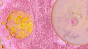 Preview wallpaper paint, liquid, glitter, bubbles, abstraction, pink, yellow