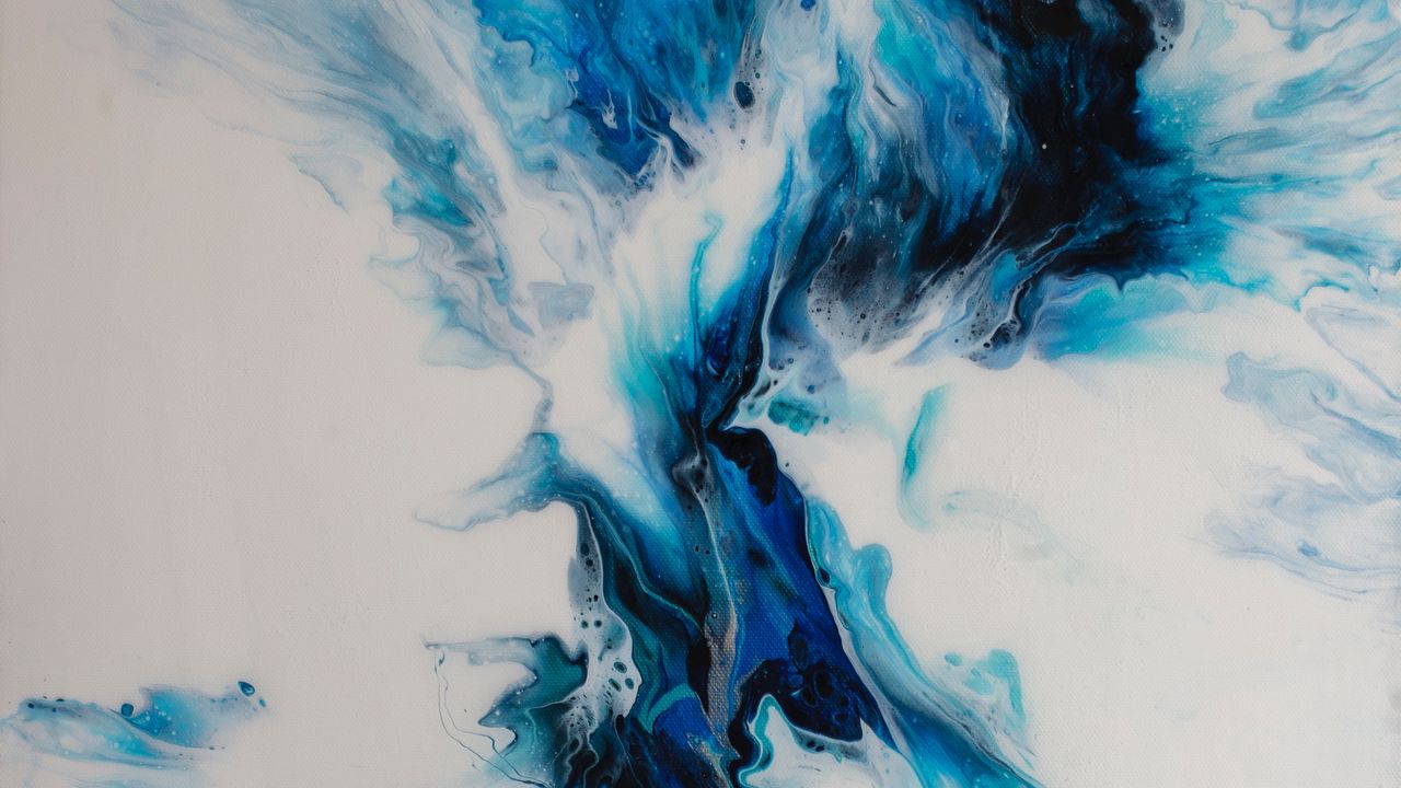 Wallpaper paint, liquid, mixing, blue, white