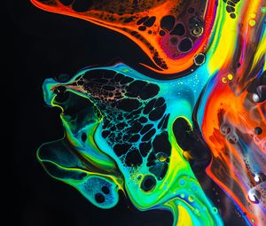 Preview wallpaper paint, liquid, multicolored, stains, fluid art, spots