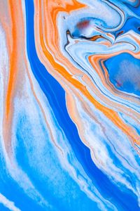 Preview wallpaper paint, liquid, stains, layers, blue, orange