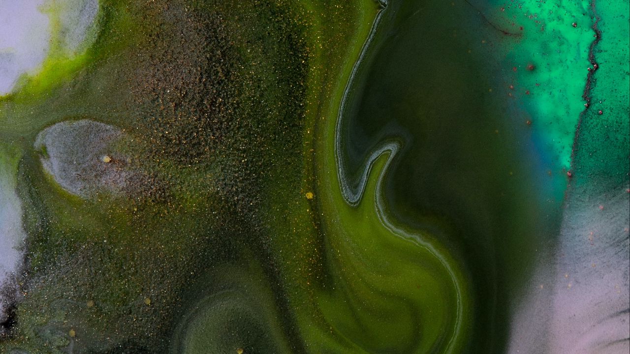 Wallpaper paint, liquid, stains, abstraction, green