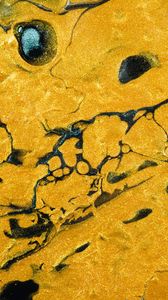 Preview wallpaper paint, liquid, stains, abstraction, yellow, black