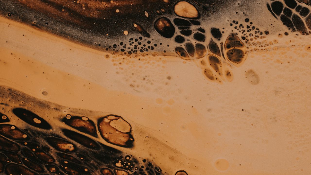 Wallpaper paint, liquid, stains, brown, macro, abstraction