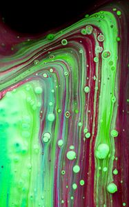 Preview wallpaper paint, liquid, stains, bubbles, abstraction, green