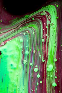 Preview wallpaper paint, liquid, stains, bubbles, abstraction, green