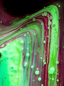 Preview wallpaper paint, liquid, stains, bubbles, abstraction, green