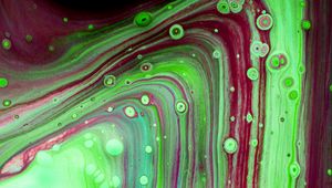 Preview wallpaper paint, liquid, stains, bubbles, abstraction, green