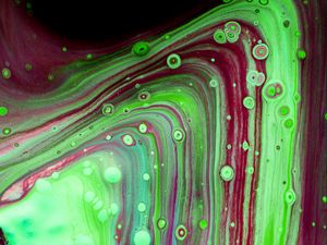 Preview wallpaper paint, liquid, stains, bubbles, abstraction, green