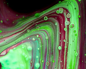 Preview wallpaper paint, liquid, stains, bubbles, abstraction, green